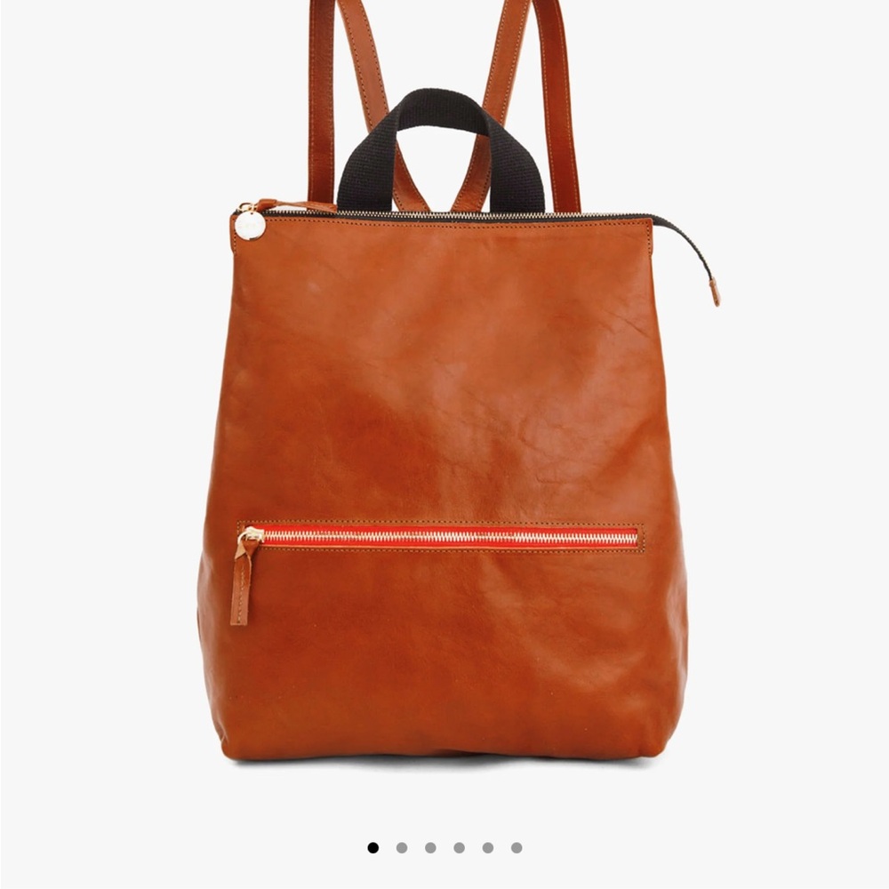 Clare V Bold Orange Leather Backpack - Picture 4 of 4